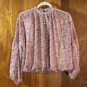 MARC NEW YORK Pink & Brown Blouse Sz XS